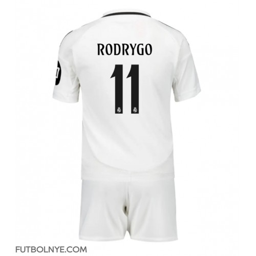 Camiseta Real Madrid Rodrygo Goes #11 Primera Equipación para niños 2024-25 manga corta (+ pantalones cortos)
